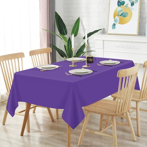 Image of Mulbozy 12 Pcs Dark Purple Plastic Tablecloth for Rectangle Table, 54 x 108 inches Disposable Purple Party Table Covers for Birthday, Anniversary, Wedding, Fine Dining, Graduation Party Decoration
