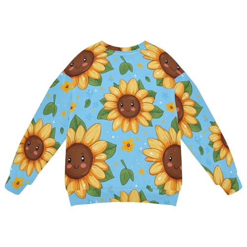 JUNZAN Cartoon Cute Sunflowers Kids Girls Sweatshirts Hoodies Crewneck Sweatshirt With Hoodie Sports 4T2