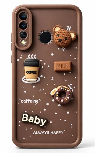 Image of Bintage Ball Bear| Donut| Milk Cake| Baby| Coffee Rubber Case Camera Protection Back Cover Compatible for Huawei Y9 Prime 2019 - Brown