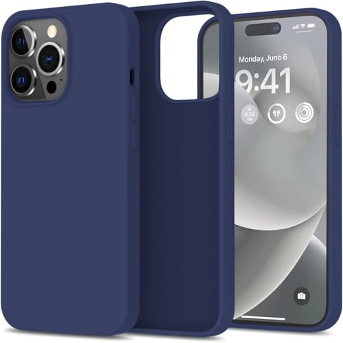 Image of DIZORO Microfiber Candy Case Compatible for iPhone 14 PRO MAX, Shockproof Slim Back Cover Liquid Silicone Case (Navy Blue)