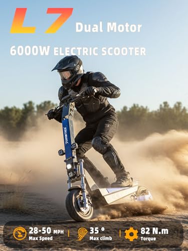 Image of 40 /50MPH Electric Scooter Adults, 3000W /6000W Motor, 60V35Ah, 84Nm, 55Miles Fast Sports Dual Motor Escooter, 11 inch Foldable Off-Road E Scooter, Hydraulic Brakes
