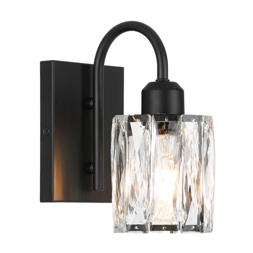 Aplique de pared de cristal negro E27 XiNBEi NL-W326-MB para espejo de baño y dormitorio