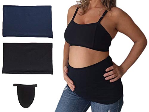 Extensor prolongador de calça para gestante com 2 faixas (Azul marinho/Preta, G/GG veste 42 ao 46)