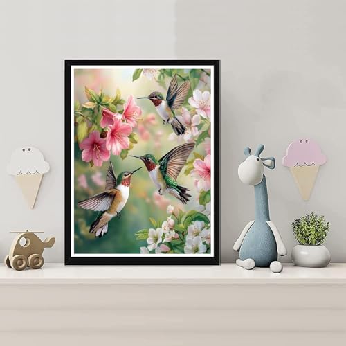 Image of Hummingbird Stamped Cross Stitch Kits for Adults Beginner,Bird Needlepoint Counted Cross Stitch Kits,11 CT Patterns Dimensions Embroidery Craft Kits for Home Wall Decor 12x16 Inch.