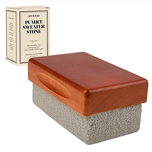 Pumice Sweater Stone with Wooden Handle for Sweater Care - Lint Remover Stone Keeps Your Fabrics Looking Fresh Longer - Sweater Brick for Sweater Pilling Removal - Pill Remover for Clothes
