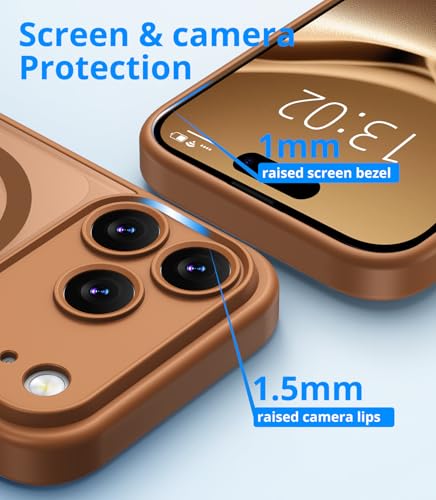 Coque iPhone 17 Pro antichoc aimantée avec vitre protection écran rigide marron