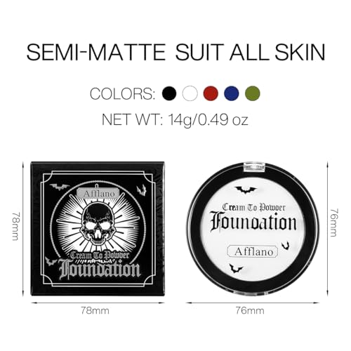 Afflano Körperfarbe Weiße Halbmatt, Halloween Gesichts und Körperfarbe, Goth White Foundation, Wasserfest Body Painting Face Paint für Halloween, Clown Joker Cosplay, Karneval, Theaterschminke, Bühne