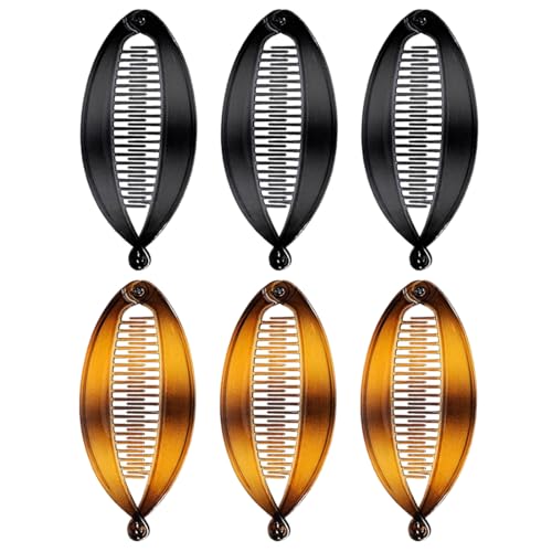 HYRKOTW Paquete de 6 pinzas para el pelo de plátano vintage, pinzas de cola de pez, pinzas de cola de caballo de plátano para mujeres y niñas