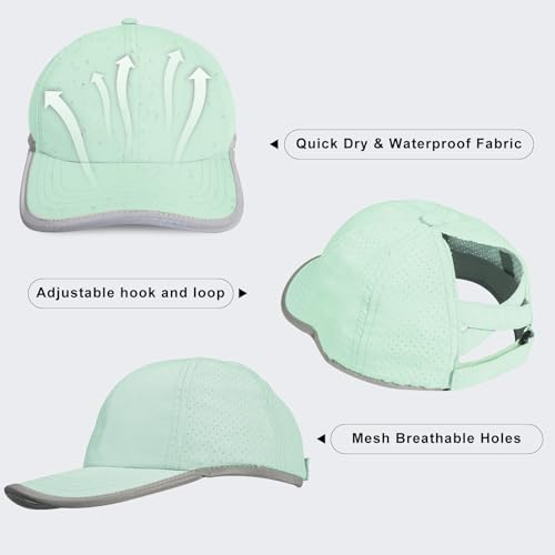 Girls Criss Cross Ponytail Baseball Cap Reflective Quick Dry Hat Kids Cooling Mesh Outdoor Sports Hat for Age 3-122