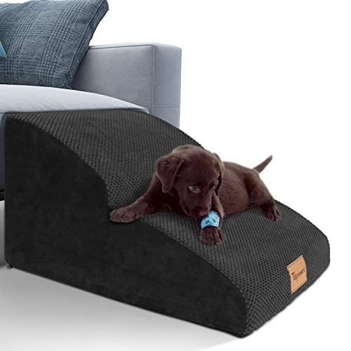 Image of Topmart High Density Extended Foam Dog Ramp&Steps 2 Tiers,11.8 inch High | Non-Slip Dog Stairs,Soft Foam Pet Ladder with Removable Cover,Best for Injured,Older Cats,Pets with Joint Pain