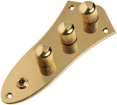 2pcs 3 Bands Gold Plated Wired Control Plate Assembly Preamp for Fender Jazz Bass
