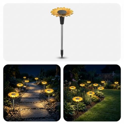 Image of hardoll Sunflower Shaped Solar Lights Outdoor Waterproof, Warm White Decorative Solar Light for Garden, Home & Pathway, Solar Lamp for Lawn, Patio & Decoration(Pack of 1)