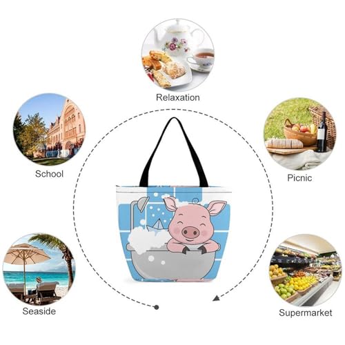 Sac shopping cochon se baignant le cabas idéal pour vos sorties de plage - 5
