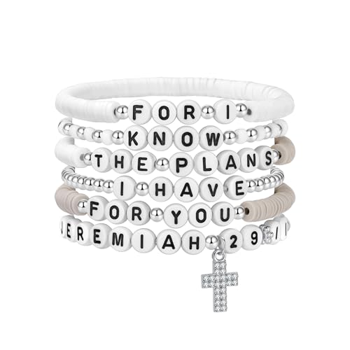 Allvounail Cross Bible Verse Bracelets Scripture Bracelets with Bible Verses Religious Jewelry Gift for Christian Women Men (Jeremiah 29:11)