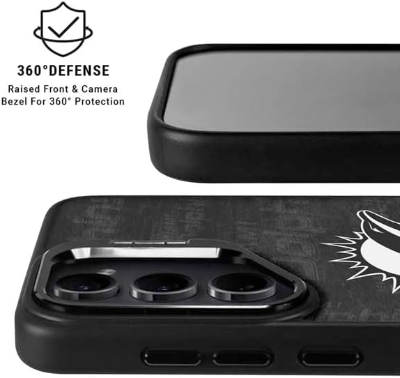 Skinit Kickstand Phone Case Compatible with Galaxy S24 Ultra - Officially Licensed NFL Miami Dolphins Black & White Design