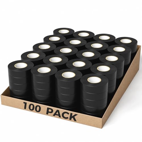 SWRT 100 Pack Black Electrical Tape Waterproof, 0.75 in x 66 FT High Temp Electric Tape Under 600V for All Weather - UV Protection - Flame Retardant by SWRT - Used condition - US$57.45