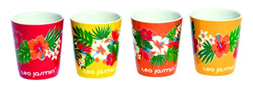 Teo Jasmin TEOY9070 Set de 4 Gobelets à Café Céramique Plage 23 x 6,5 x 7,5 cm