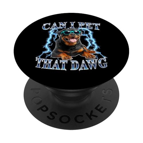 Heavy Metal 80s 90s Can I Pet That Dawg Rottweiler Dog Lover PopSockets PopGrip Adhésif