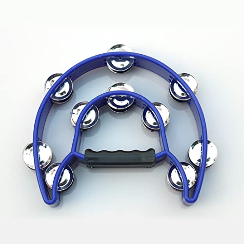 Bealuffe Tambourine Double Row Hand Held Percussion Tambourine With Metal Jingles For Ktv Party (Blue) #TOP5