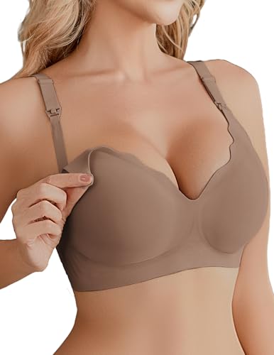 Image of Ekouaer Nursing Bra Wavy Breastfeeding Bras for Women Seamless Maternity Support Wireless Pregnancy Sleep Bralette