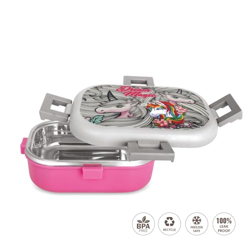 Image of Unicorn Pink Stainless Steel AIR Tight Insulated Lunch Box