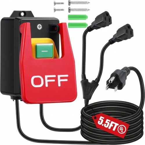 Dreyoo 120/230V Paddle Switch with 2 Female Plug for Table Saw, 1 Pack,