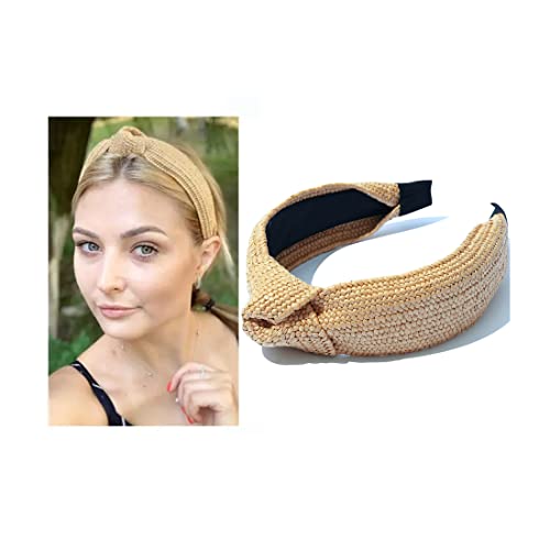 Straw Headbands Womens Fashion Hair Accessories Twist Knot Wide Hand Knitted Statement Summer Retro Grace Elegant Wide Hairbands #TOP8