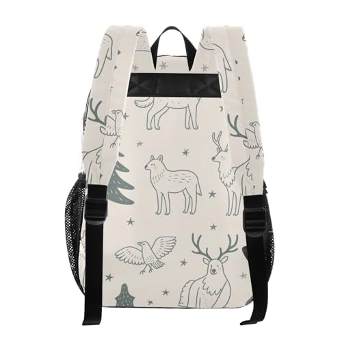 Pine Tree Animal Deer Dark Green Beige School Backpack Clear Clear Book Bag With Side Pocket See Through Transparent PVC Bag3
