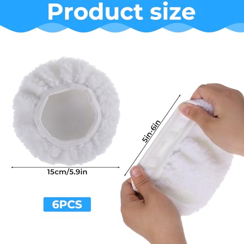 6er Polierhaube, 5\-6\ Lammwoll-Polierhauben Poliermaschine Akku, Poliermaschinen-Zubehör für 220mm-250mm Poliermaschinen, Weiß