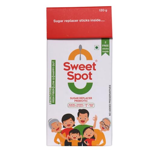 Image of Sweet Spot Prebiotic Sugar Substitute (120g) | 10 + 2 Free Sachets | No Aftertaste | Diabetic-Friendly | 50% Lower Calories | Suitable for Kids, Adults & Elderly | Gut Friendly | Low-GI | No Added Preservatives | 1:1 Sugar Replacer
