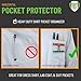 5 Pack - Heavy Duty Pocket Protector with Horizontal ID Badge Holder - Clear Plastic Shirt/Lab Coat Pocket Pouch Organizer for Pens, Pencils, Small Tools, Name Tags and More by Specialist ID