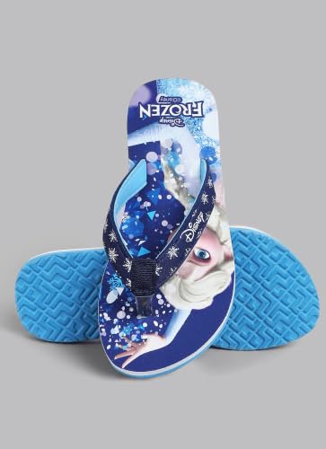 Image of Kidsville Official Frozen Elsa Printed Navy Blue Kids Girls Flip-Flop | Soft, Non-Slip, Indoor, Outdoor, House Slipper, Comfortable & Durable Footwear for Children