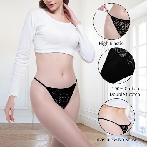 Image of Pack 10 G-String Underwear for Women Lace Thongs Panties, Assorted Different Lace Pattern & Colors