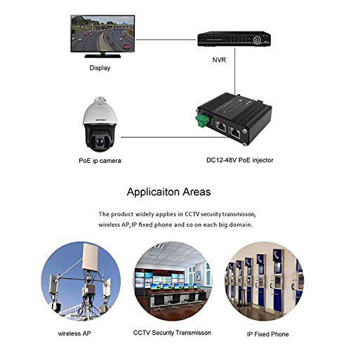 Hardened Industrial Gigabit PoE++ Injector 12-48VDC Input with DIN-Rail and Wall Mount Connecting The IEEE 802.3 bt PoE Device (95W) - Thumbnail 2