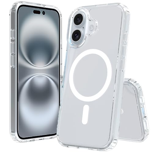 Image of for iPhone 16 Case [Compatible with Magsafe] Translucent Matte Phone Cover, [10 FT Military Grade Drop Protection] Slim Durable Shockproof Protective Bumper (Transparent Magnetic, iPhone 16)