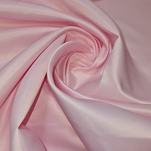 Tissu satiné de qualité supérieure pour robe de mariée, robe de bal, dos crêpé, coupe pré (1 mètre - Rose) Cover