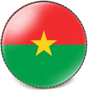 vmcoatdu Round 1 Inch The Burkina Faso Flag Pin International Travel Brooch Metal and Glass Revivalism Style Souvenir Badge for Hat Clothes Backpack