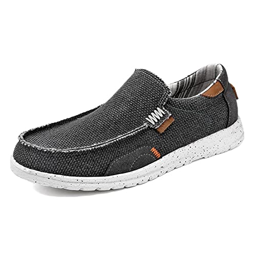 Mocasines Pantuflas Hombre Zapatos de Conducir Casuales Plano Ligereza Classic Zapatos de Lona Comodidad Zapatos Diabeticos Ancho Sandalias Ortopedicas,Gris,41EU Cover