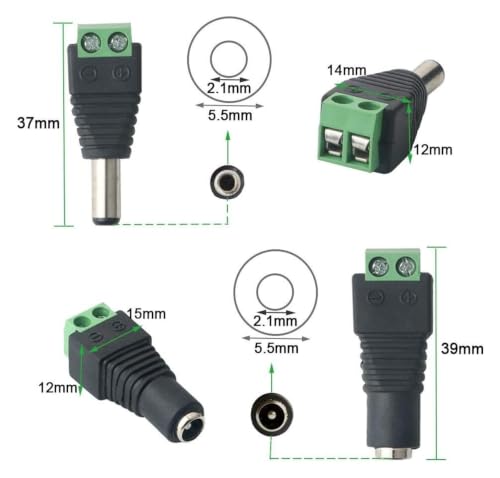 Cable CCTV Security Camera Cable con adaptador DC macho y hembra de 20PCS 4