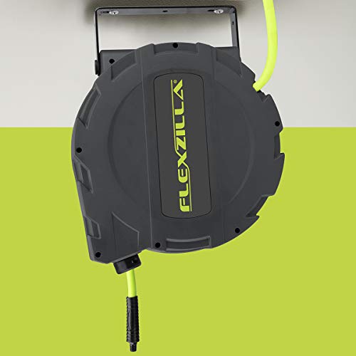 Flexzilla Retractable Enclosed Plastic Air Hose Reel, 3/8 in. x 30 ft, Heavy Duty, Lightweight, Hybrid, ZillaGreen - L8232FZ - Thumbnail 6