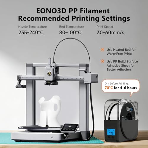 Image of PP Filament 1.75mm Polypropylene Filament,White 1kg /2.2lbs Durable Semi-Flexible 3D Printer Filament for Functional Parts & Prototyping, No Warping, 5 Build Sheets Included
