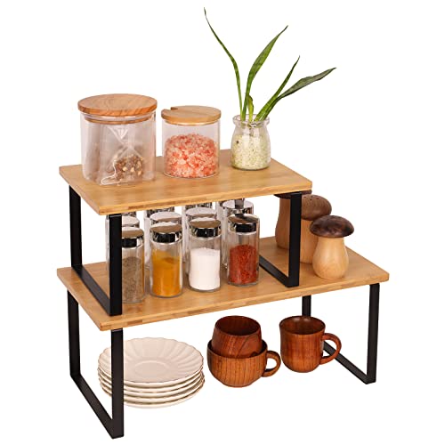 Cabinet Shelf Organizer, Kitchen Counter Shelves Riser, Cupboard Rack Stackable, Expandable, For Display Of Spices, Dishes, Mugs, 2 Packs Ml By Beardo #TOP2