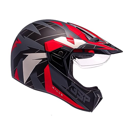 Capacete Bieffe 3 Sport Hills - Cinza Fosco e Vermelho - 58
