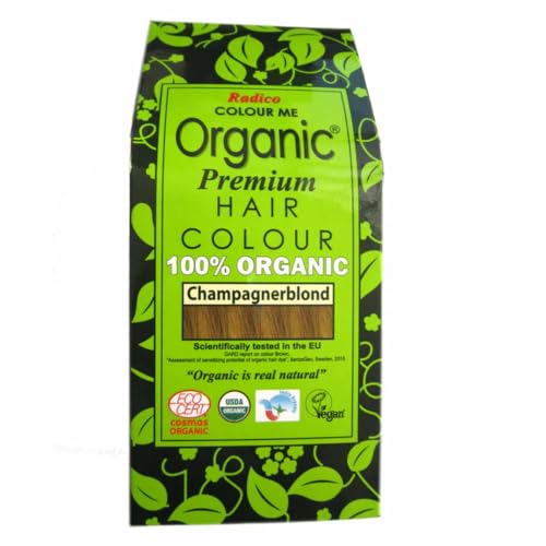 Radico Colour Me Organic - Tinte vegetal para el pelo, 100% vegetal, vegano, sin amoniaco ni peróxido, Ecocert & USDA orgánico, hierbas naturales (rubio champán)