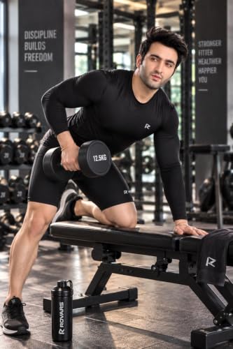 Image of ROVARS Compression Top Full Sleeve Tights T-Shirt for Multi Sports, Cycling, Cricket, Football, Badminton, Gym, Fitness & Other Outdoor Inner Wear
