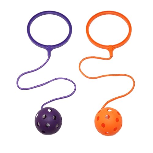 Ankle Skip Ball for Kids, 2 Pack Swing Ball Set for Playground Equipment, Coordination Training and Fitness Exercise, Durable Plastic Skip It Ankle Toy for Outdoor and Indoor Activities