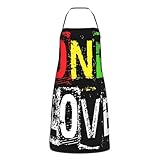 ayvcxui One Loves Jamaican Rasta Reggae Women Bib Apron with Pocket Funny Kitchen Cooking Aprons for BBQ Baking Drawing Chef Gifts