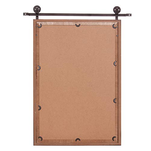 Patton-Wall-Decor-33×26-Sliding-Barn-Door-Wood-Window-Wall-Mirror-Brown Patton Wall Decor 33×26 Sliding Barn Door Wood Window Wall Mirror Brown