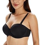 Lemorosy Multiway Contour Strapless Bra Women's Plus Size Full Coverage Underwire(Black,36E)