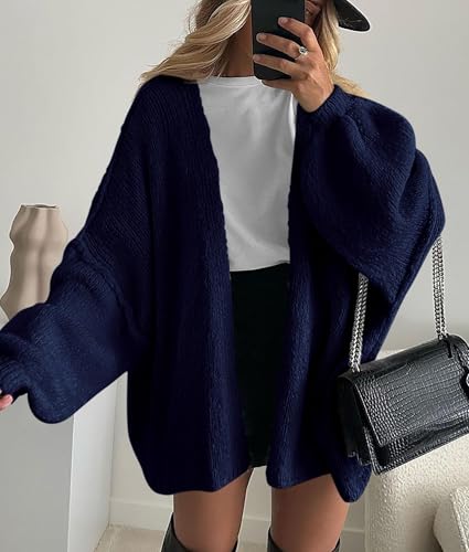 Image of PRETTYGARDEN Womens Oversized Cardigan Sweaters 2026 Fall Long Lantern Sleeve Knit Open Front Lightweight Sweater